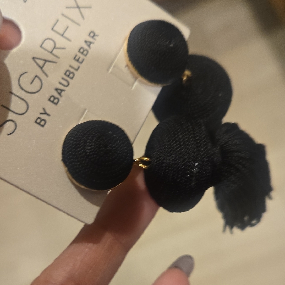 New Sugarfix by Baublebar Black Tassel Dangle Earrings - Picture 5 of 5